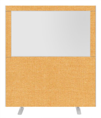 Impulse Plus Clear Half Vision 1800/1600 Floor Free Standing Screen Beige Fabric Light Grey Edges