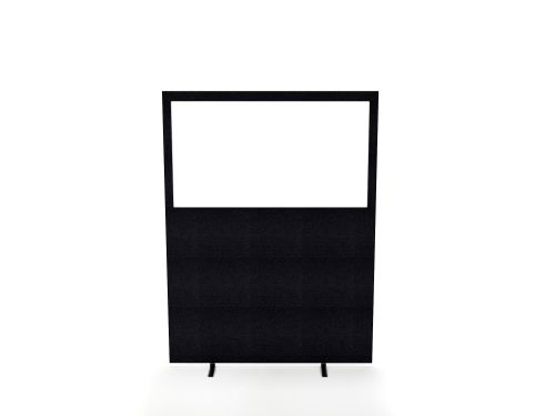 Impulse Plus Clear Half Vision 1800/1600 Floor Free Standing Screen Black Fabric Light Grey Edges
