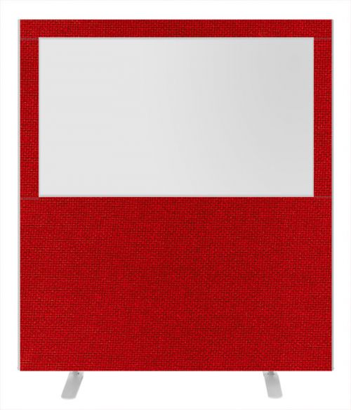 Impulse Plus Clear Half Vision 1800/1600 Floor Free Standing Screen Burgundy Fabric Light Grey Edges