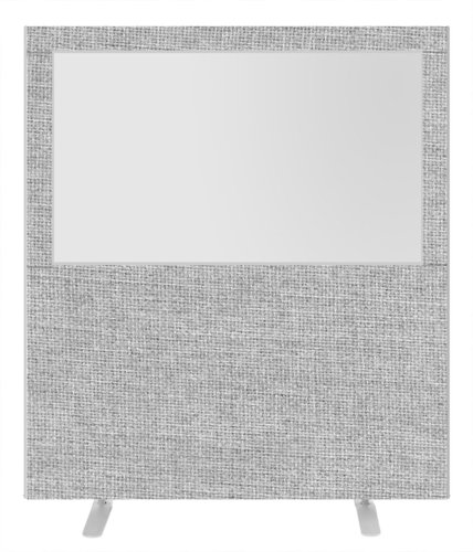 Impulse Plus Clear Half Vision 1800/1600 Floor Free Standing Screen Light Grey Fabric Light Grey Edges