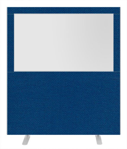 Impulse Plus Clear Half Vision 1800/1600 Floor Free Standing Screen Powder Blue Fabric Light Grey Edges