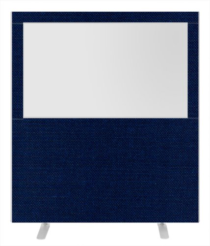Impulse Plus Clear Half Vision 1800/1600 Floor Free Standing Screen Royal Blue Fabric Light Grey Edges