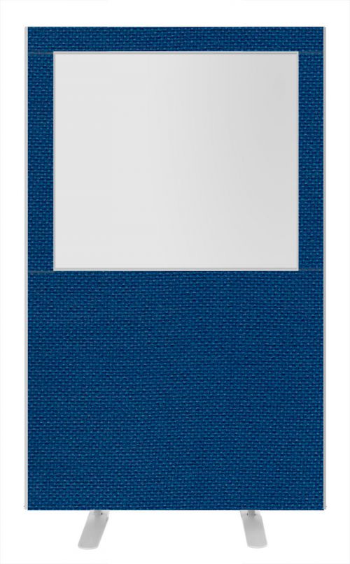 Impulse Plus Clear Half Vision 1800/1200 Floor Free Standing Screen Powder Blue Fabric Light Grey Edges