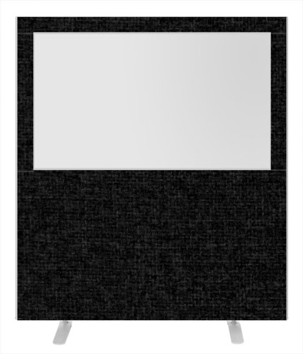 Impulse Plus Clear Half Vision 1650/1600 Floor Free Standing Screen Black Fabric Light Grey Edges Floor Standing Screens SCR10488