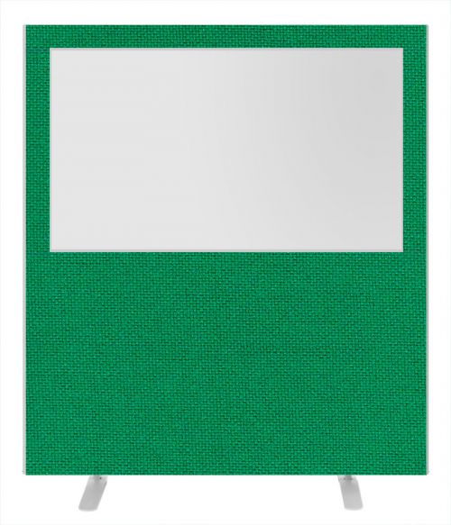 Impulse Plus Clear Half Vision 1650/1600 Floor Free Standing Screen Palm Green Fabric Light Grey Edges