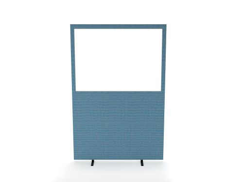 Impulse Plus Clear Half Vision 1650/1600 Floor Free Standing Screen Sky Blue Fabric Light Grey Edges