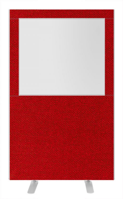 Impulse Plus Clear Half Vision 1650/1200 Floor Free Standing Screen Burgundy Fabric Light Grey Edges