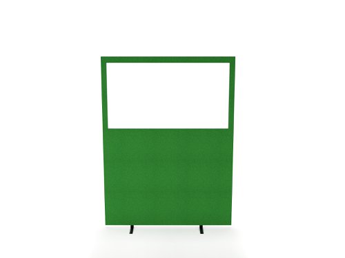 Impulse Plus Clear Half Vision 1650/1200 Floor Free Standing Screen Palm Green Fabric Light Grey Edges