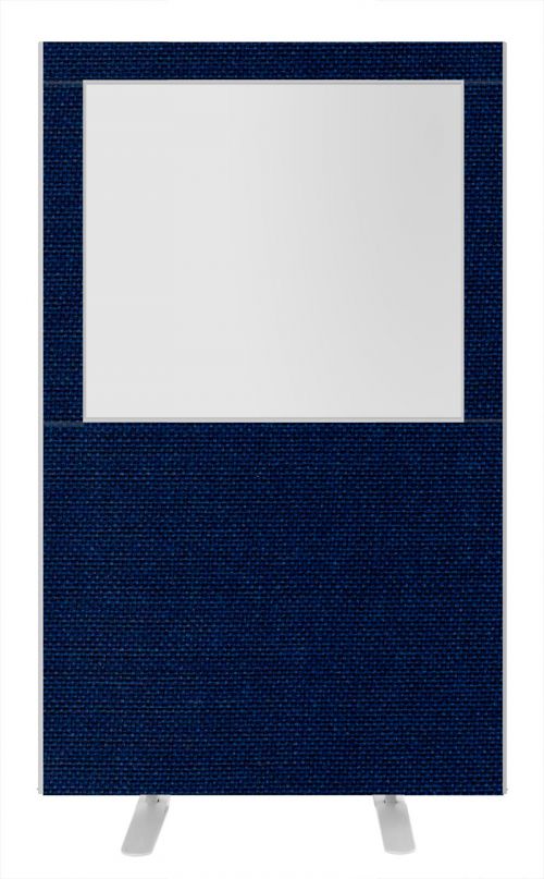 Impulse Plus Clear Half Vision 1650/1200 Floor Free Standing Screen Royal Blue Fabric Light Grey Edges