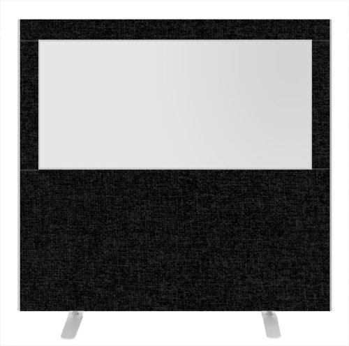 Impulse Plus Clear Half Vision 1500/1600 Floor Free Standing Screen Black Fabric Light Grey Edges