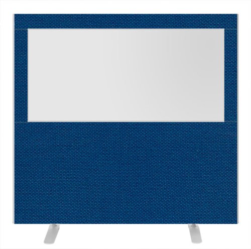 Impulse Plus Clear Half Vision 1500/1600 Floor Free Standing Screen Powder Blue Fabric Light Grey Edges