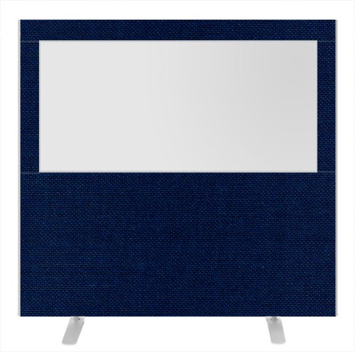 Impulse Plus Clear Half Vision 1500/1600 Floor Free Standing Screen Royal Blue Fabric Light Grey Edges
