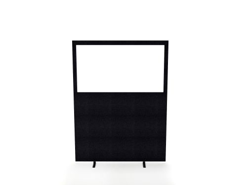 Impulse Plus Clear Half Vision 1500/1200 Floor Free Standing Screen Black Fabric Light Grey Edges