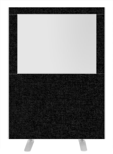 Impulse Plus Clear Half Vision 1500/1200 Floor Free Standing Screen Black Fabric Light Grey Edges