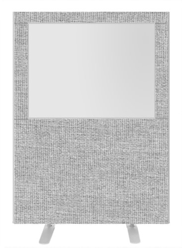Impulse Plus Clear Half Vision 1500/1200 Floor Free Standing Screen Light Grey Fabric Light Grey Edges