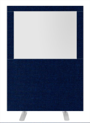 Impulse Plus Clear Half Vision 1500/1200 Floor Free Standing Screen Royal Blue Fabric Light Grey Edges