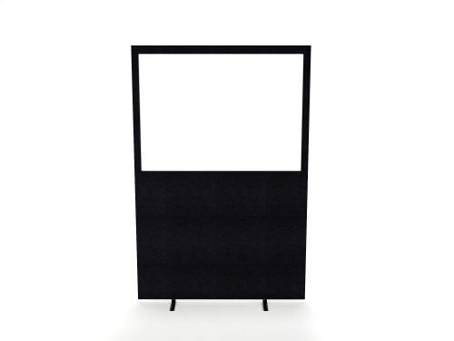 Impulse Plus Clear Half Vision 1200/1600 Floor Free Standing Screen Black Fabric Light Grey Edges