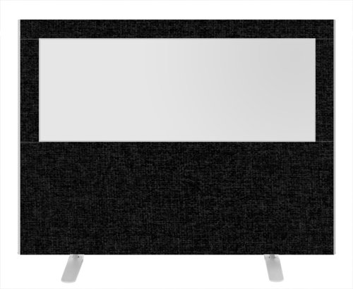 Impulse Plus Clear Half Vision 1200/1600 Floor Free Standing Screen Black Fabric Light Grey Edges