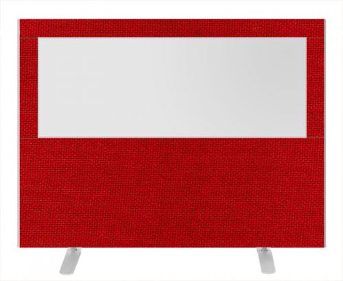 Impulse Plus Clear Half Vision 1200/1600 Floor Free Standing Screen Burgundy Fabric Light Grey Edges