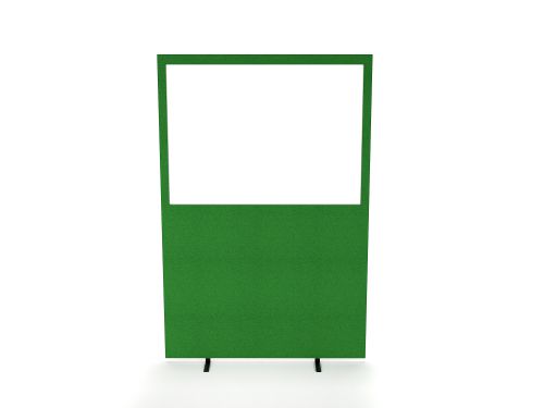 Impulse Plus Clear Half Vision 1200/1600 Floor Free Standing Screen Palm Green Fabric Light Grey Edges