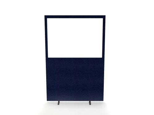 Impulse Plus Clear Half Vision 1200/1600 Floor Free Standing Screen Royal Blue Fabric Light Grey Edges