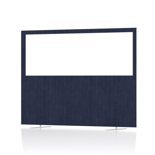 Impulse Plus Clear Half Vision 1200/1600 Floor Free Standing Screen Royal Blue Fabric Light Grey Edges