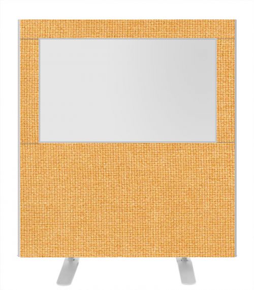 Impulse Plus Clear Half Vision 1200/1200 Floor Free Standing Screen Beige Fabric Light Grey Edges