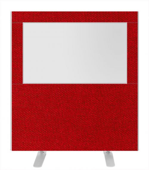 Impulse Plus Clear Half Vision 1200/1200 Floor Free Standing Screen Burgundy Fabric Light Grey Edges