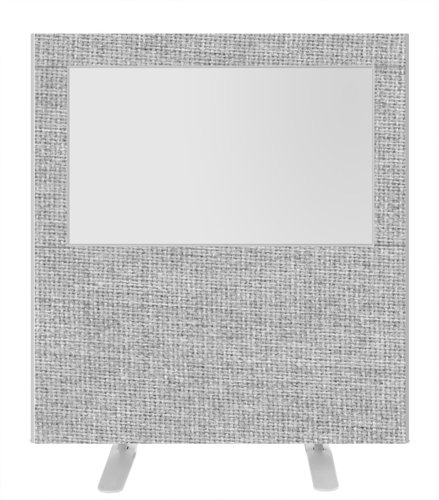 Impulse Plus Clear Half Vision 1200/1200 Floor Free Standing Screen Light Grey Fabric Light Grey Edges