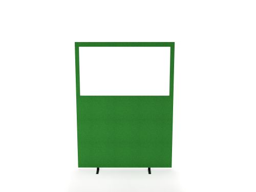 Impulse Plus Clear Half Vision 1200/1200 Floor Free Standing Screen Palm Green Fabric Light Grey Edges