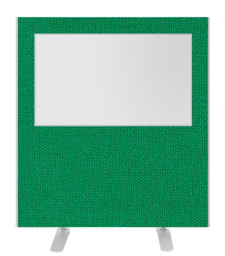 Impulse Plus Clear Half Vision 1200/1200 Floor Free Standing Screen Palm Green Fabric Light Grey Edges