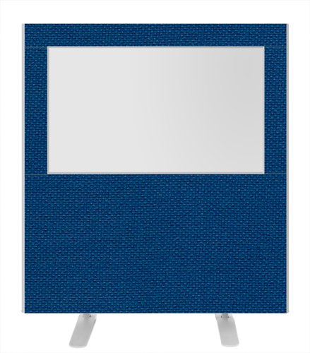 Impulse Plus Clear Half Vision 1200/1200 Floor Free Standing Screen Powder Blue Fabric Light Grey Edges