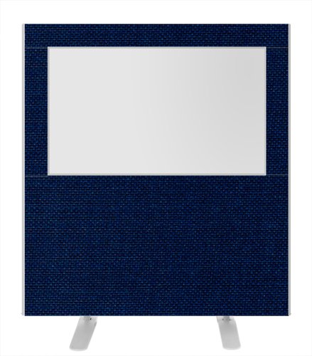 Impulse Plus Clear Half Vision 1200/1200 Floor Free Standing Screen Royal Blue Fabric Light Grey Edges