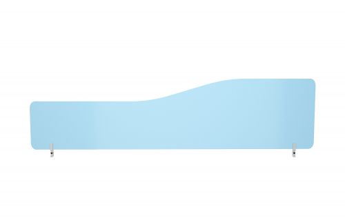 Wave 400/1600 Desktop Divider Rounded Corners Frosted Light Blue 6mm Acrylic