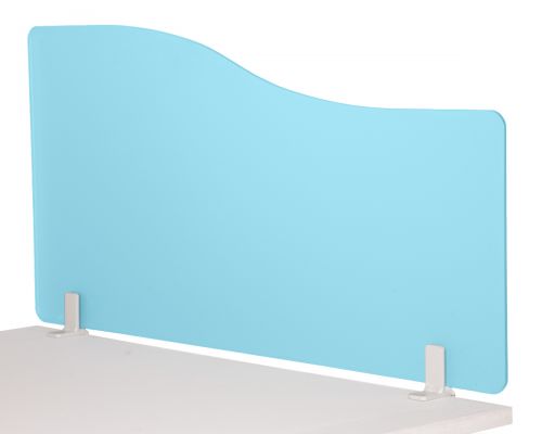 Wave 400/1400 Desktop Divider Rounded Corners Frosted Light Blue 6mm Acrylic