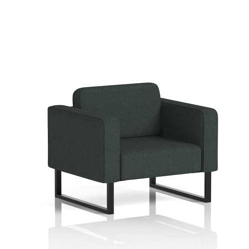 Brixworth Armchair With Black Legs In Rivet Fabric - Charcoal