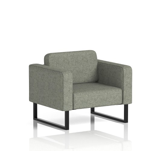 Brixworth Armchair With Black Legs In Rivet Fabric - Vitreous