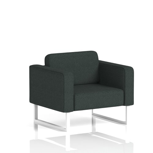 Brixworth Armchair With White Legs In Rivet Fabric - Charcoal