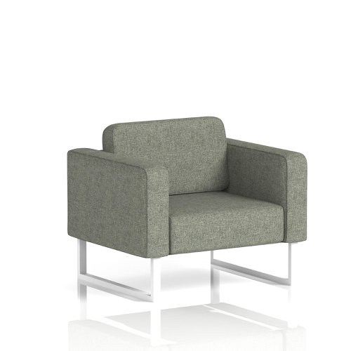 Brixworth Armchair With White Legs In Rivet Fabric - Vitreous