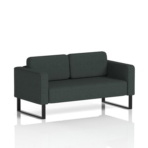 Brixworth Sofa 2 Seater With Black Legs In Rivet Fabric - Charcoal