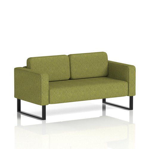 Brixworth Sofa 2 Seater With Black Legs In Rivet Fabric - Olive