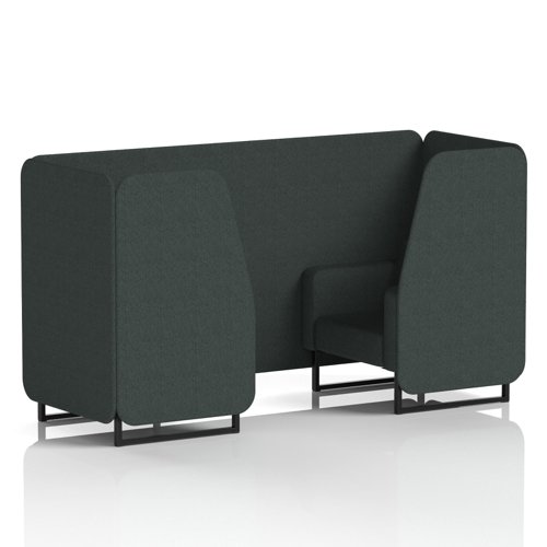 Brixworth 2 Seater Booth With Black Legs In Rivet Fabric - Charcoal Panels And Sofa