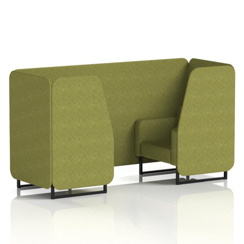 Brixworth 2 Seater Booth With Black Legs In Rivet Fabric - Olive Panels And Sofa