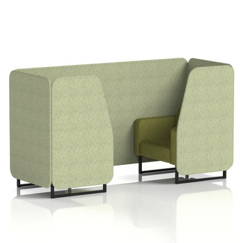 Brixworth 2 Seater Booth With Black Legs In Rivet Fabric - Burnish Panels And Olive Sofa