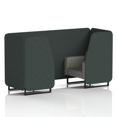 Brixworth 2 Seater Booth With Black Legs In Rivet Fabric - Charcoal Panels And Vitreous Sofa