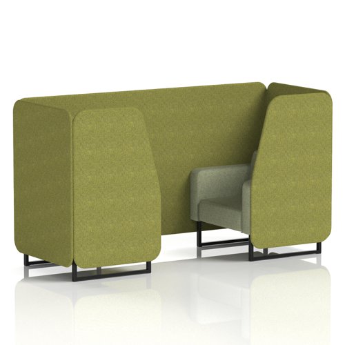 Brixworth 2 Seater Booth With Black Legs In Rivet Fabric - Olive Panels And Burnish Sofa