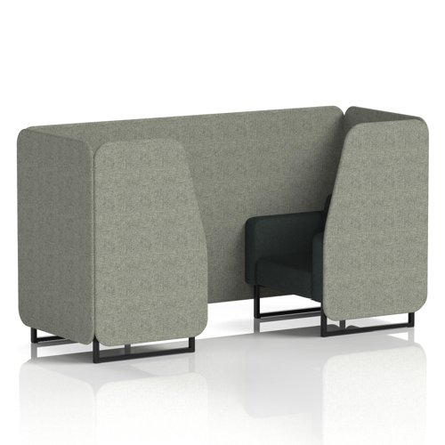 Brixworth 2 Seater Booth With Black Legs In Rivet Fabric - Vitreous Panels And Charcoal Sofa