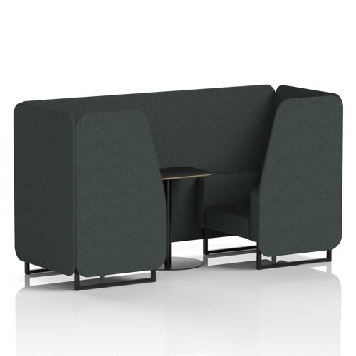 Brixworth 2 Seater Booth With Black Legs And Black Table With Black Leg In Rivet Fabric - Charcoal Panels And Sofa