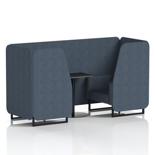 Brixworth 2 Seater Booth With Black Legs And Black Table With Black Leg In Rivet Fabric - Crucible Panels And Sofa