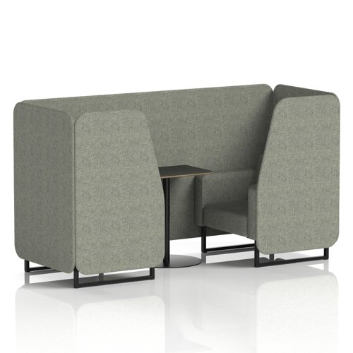 Brixworth 2 Seater Booth With Black Legs And Black Table With Black Leg In Rivet Fabric - Vitreous Panels And Sofa